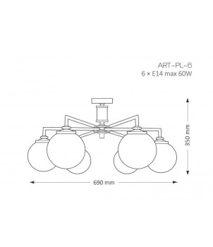 Lustra ARTU GLASS ART-PL-6(N)G