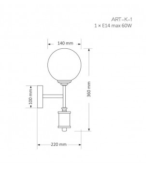 Aplica ARTU GLASS ART-K-1(Z)G