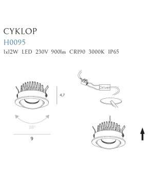 Spot Incastrat CYCLOPS H0095 3000K