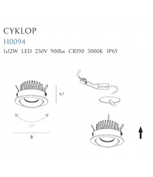 Spot Incastrat CYCLOPS H0094 3000K